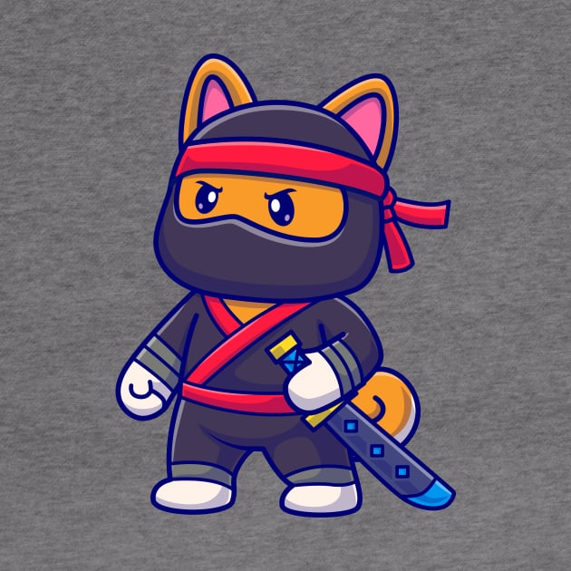 Cute Shiba Inu Dog Ninja With Sword Katana Cartoon by Catalyst Labs